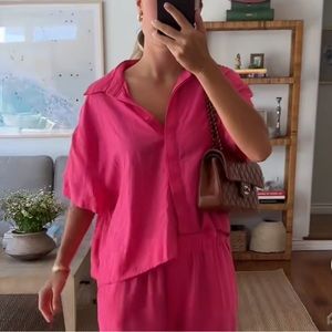 Daily Drills Linen Cropped Sleeve Top